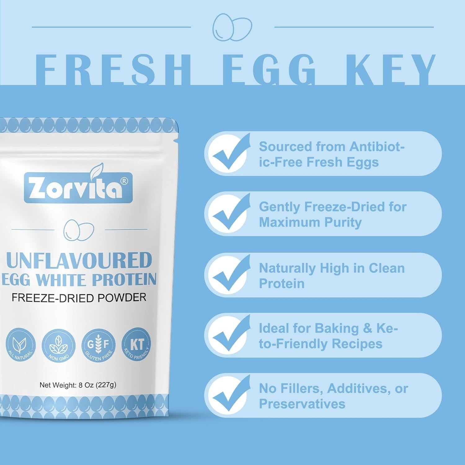 Convenient 8 Oz Freeze-Dried Egg White Powder – Perfect for Protein Boost
