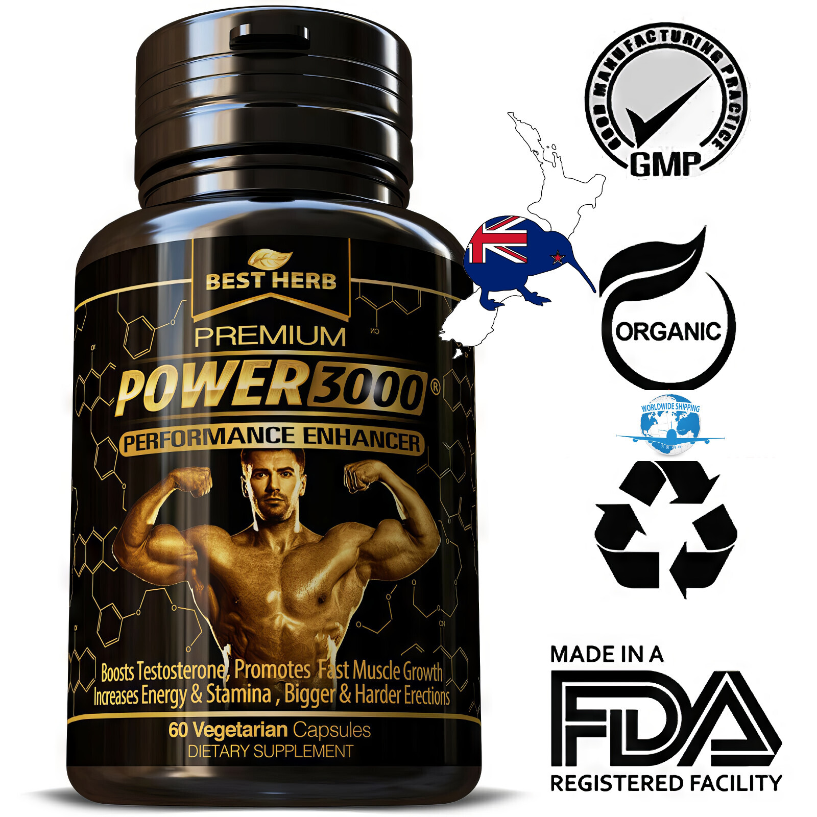 Power 3000 Performance Enhancer Fast Muscle Growth Bodybuilding Weight Training