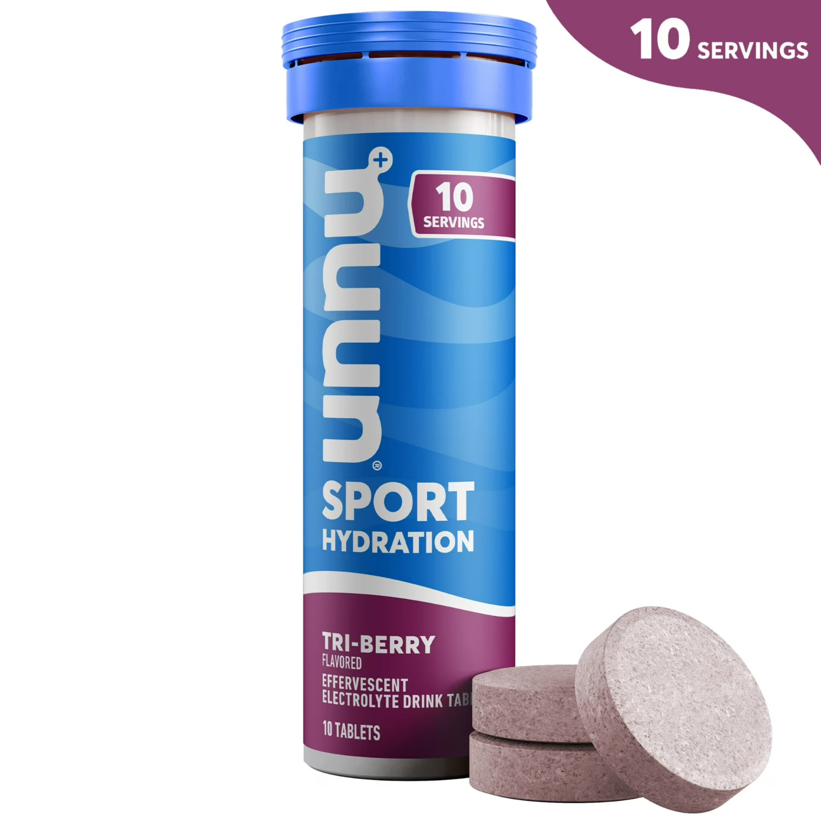 Nuun Sport Electrolytes Hydration Drink Mix Tablets, Tri-Berry, 10 Count Tube