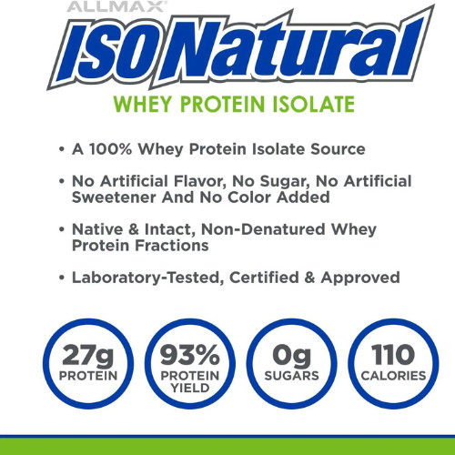 Allmax Nutrition IsoNatural – Whey Protein Isolate Unflavored 5 lbs (2.27 kg)