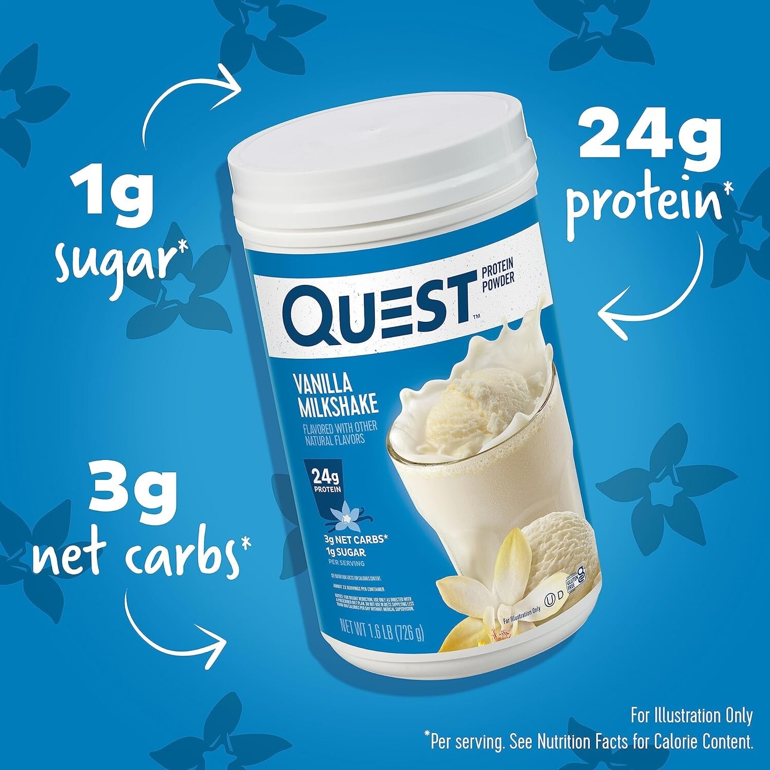 Quest Vanilla Milkshake Protein Powder – 24g Protein, Low Carb, Gluten-Free