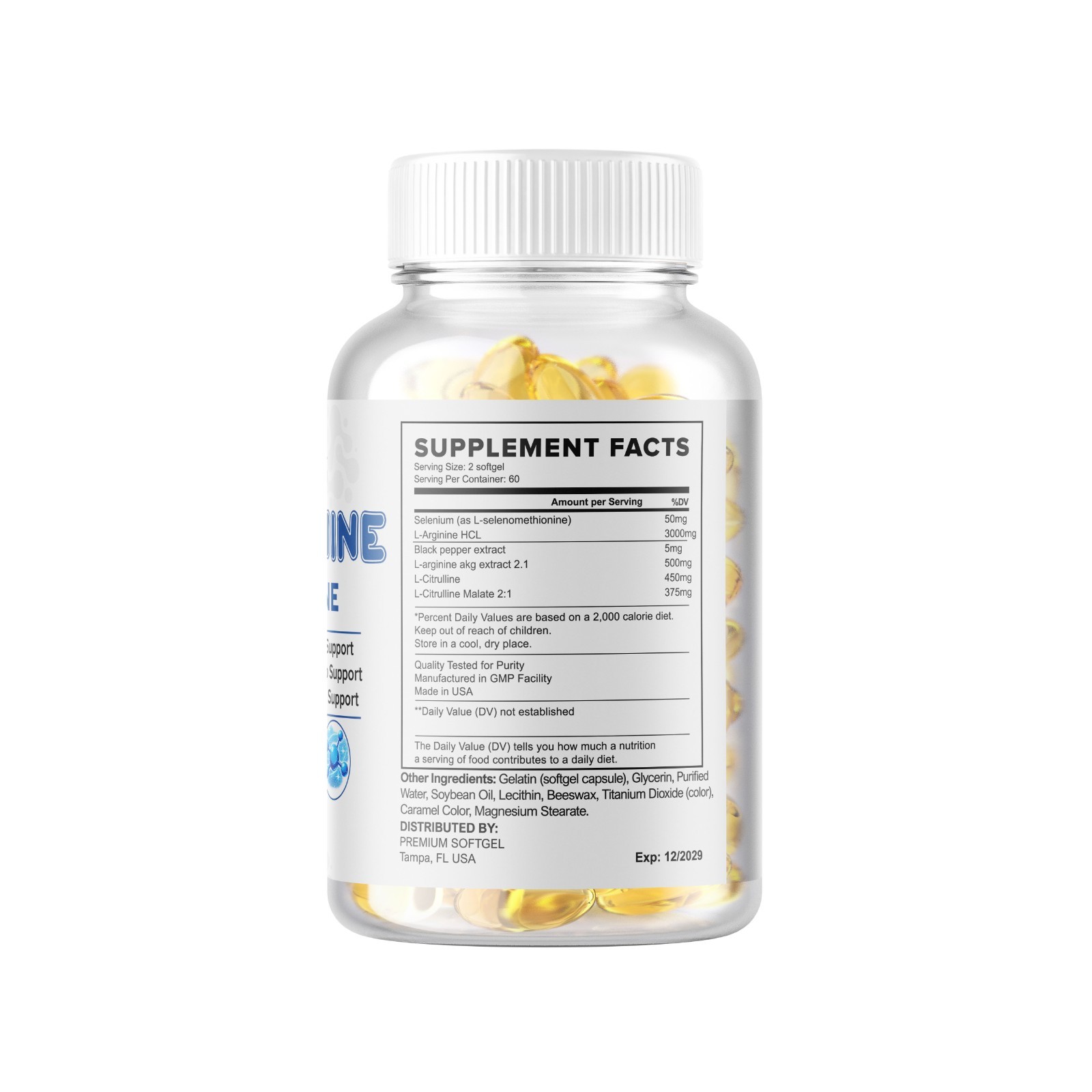 L-Arginine L-Citrulline Nitric Oxide Booster 3000mg, 360 Softgels, 180 Servings