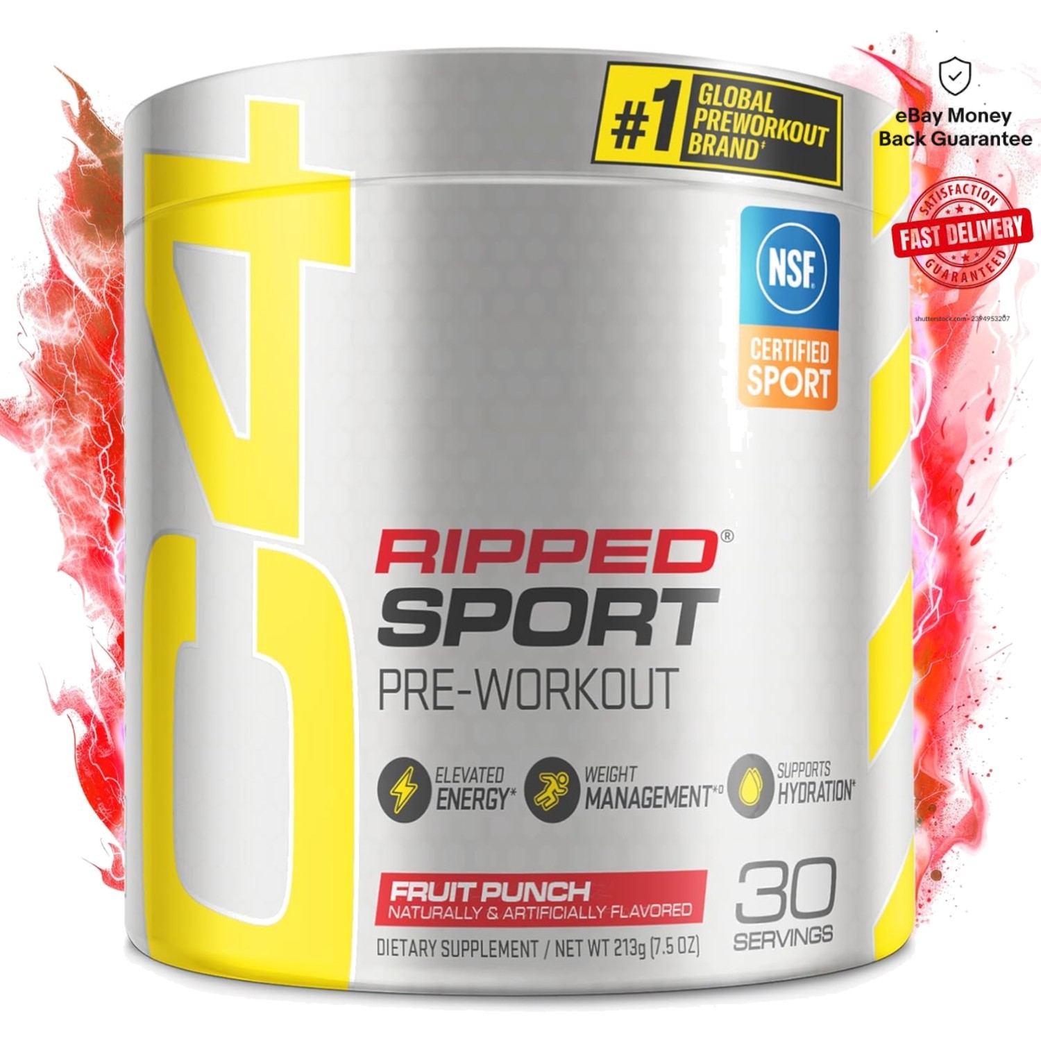 Ripped Sport Pre Workout Powder – NSF Certified, Sugar-Free Energy, 30 Servings