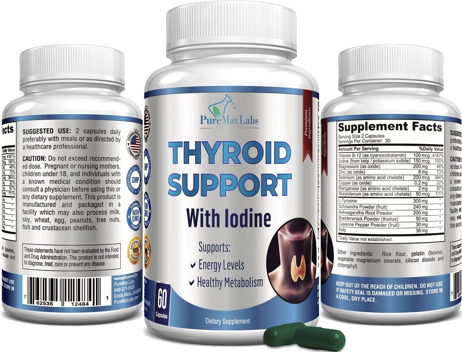 Thyroid Support with Iodine – Metabolism Booster, Energy Booster, Increase Focus