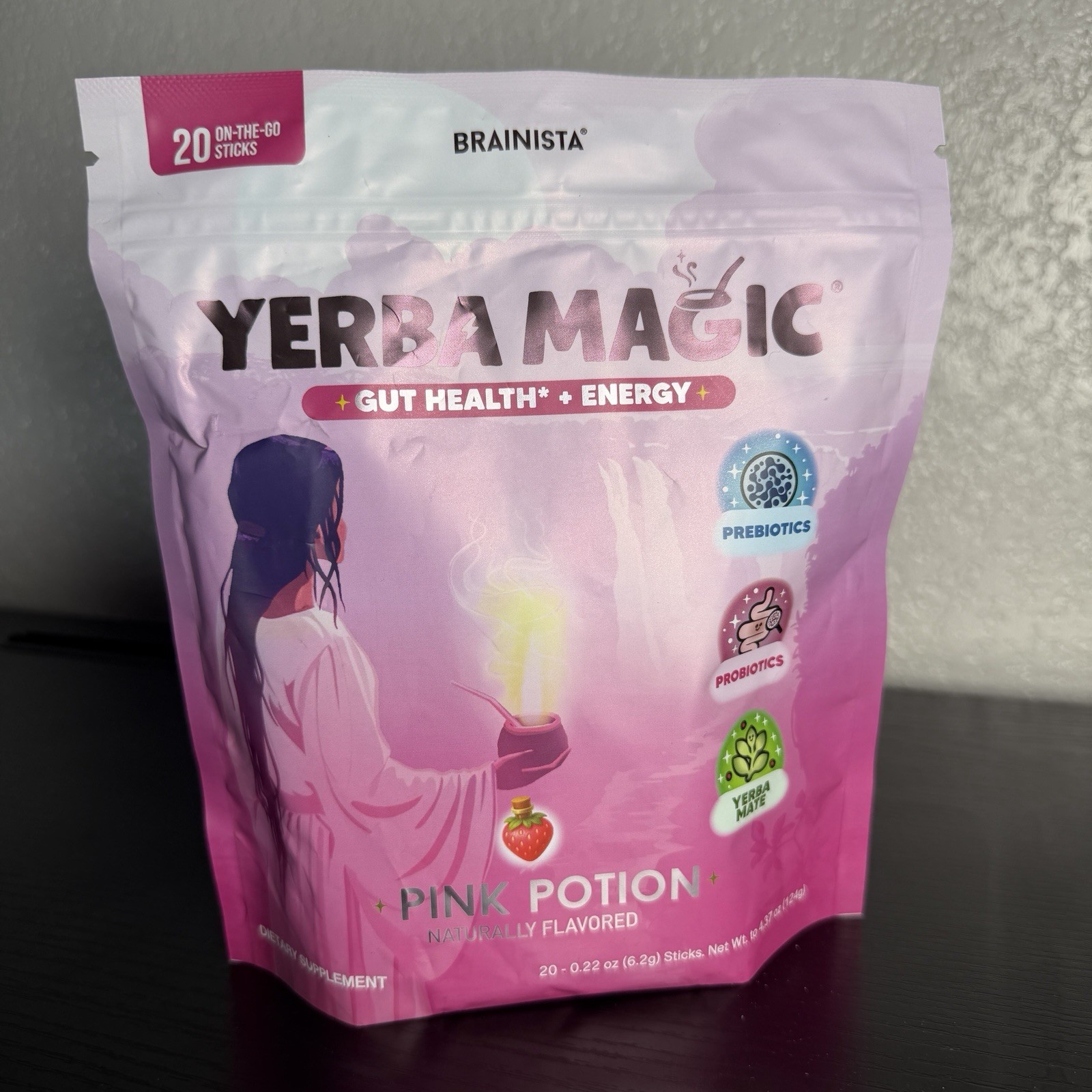 Yerba Magic Pink Potion Drink Mix Powder 20 Sticks 4.37 oz Pre/Probiotics
