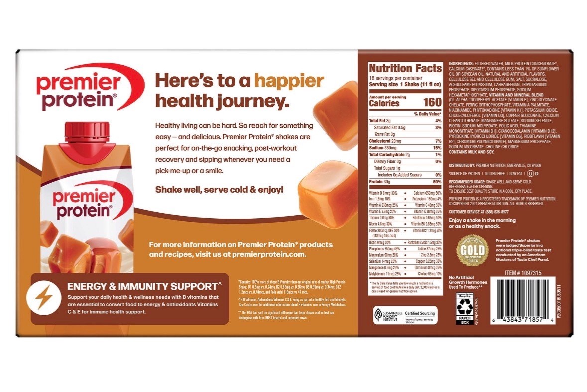Premier Protein 30g High Protein Shake, Caramel (11 fl. oz., 18 pk.)