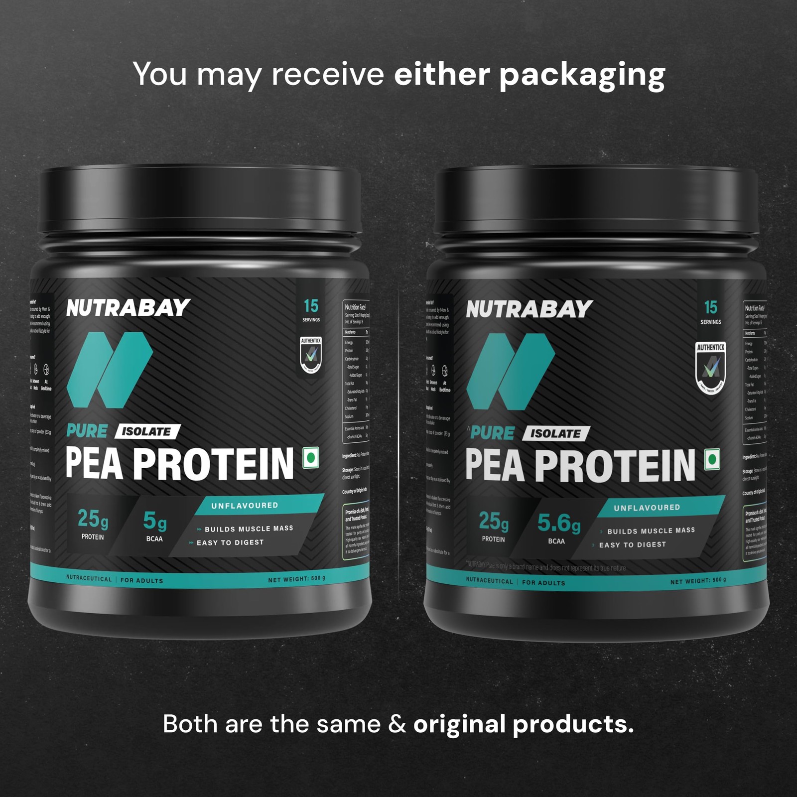 Nutrabay Pea Protein Isolate Plant Protein Unflavoured 500g