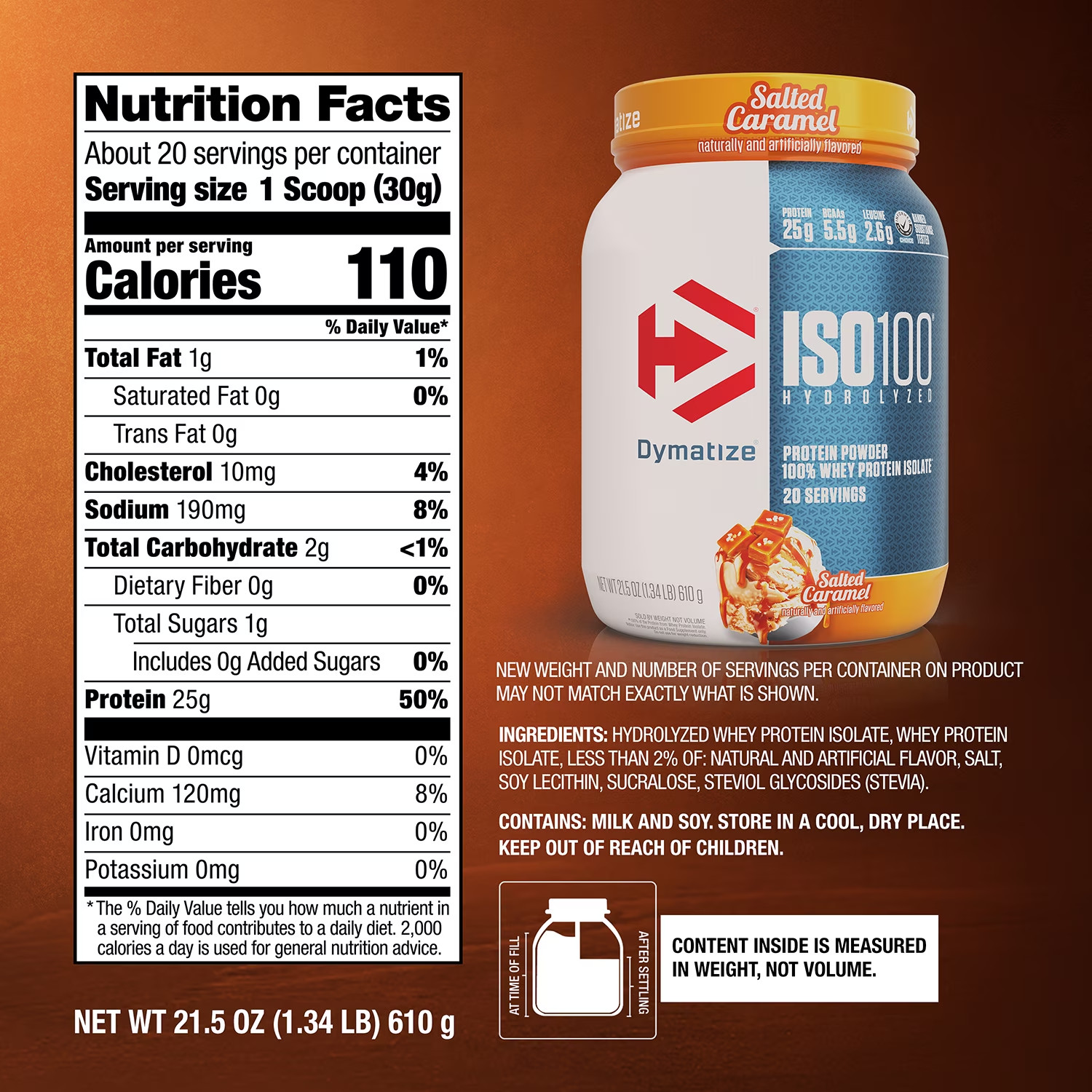 Dymatize ISO100 Hydrolyzed Whey Isolate Protein Powder, 25g Protein, 20 Servings