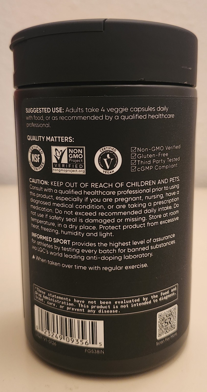 Sports Research Creatine Monohydrate 5g 116 Vegie Capsules Gluten Free 01/2029