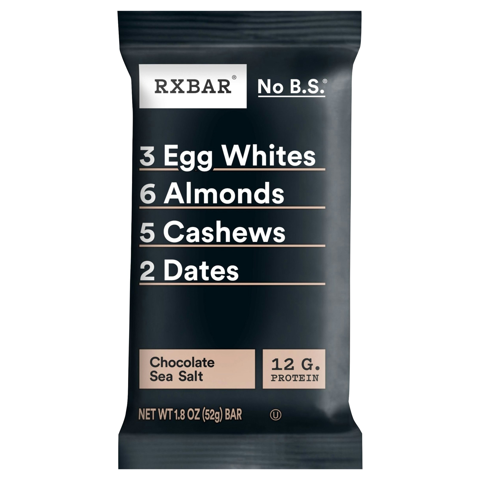 RXBAR Protein Bar 12g Protein Chocolate Sea Salt – 1.83 oz (Pack of 12)