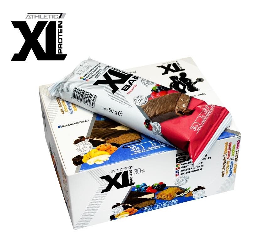 ATHLETIC XL PROTEIN BAR 90g – Box of 8 Bars Chocolate with Berries