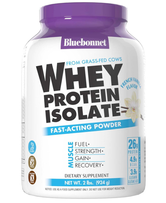 BlueBonnet Grass-Fed Whey Protein Isolate, French Vanilla, 2 lb, 28 Servings