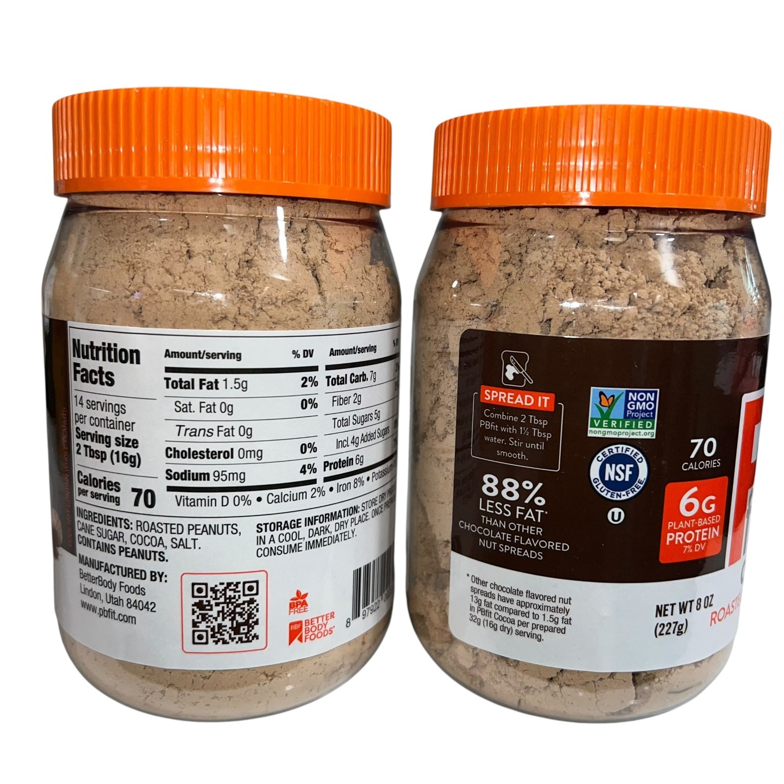 PBfit Chocolate Peanut Butter Powder 8oz – 2 Pack – Low Fat