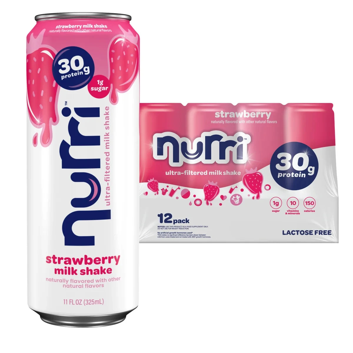 PROTEIN 30G SHAKE DIETARY SUPPLEMENT NURRI STRAWBERRY DRINKS VITAMINS LOW SUGAR