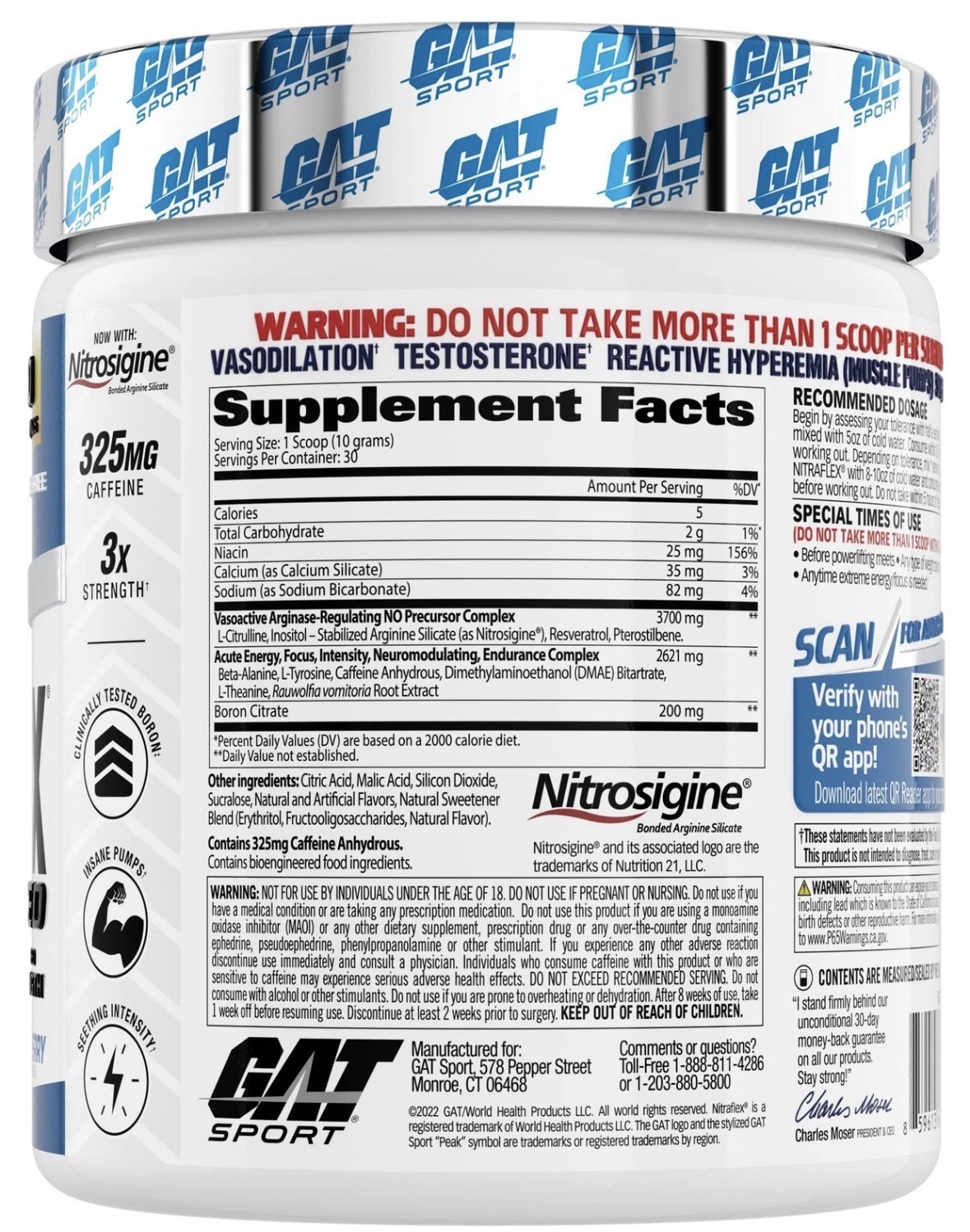 Nitraflex Pre Workout Supplement Blue Raspberry 30 Servings with Nitrosigine
