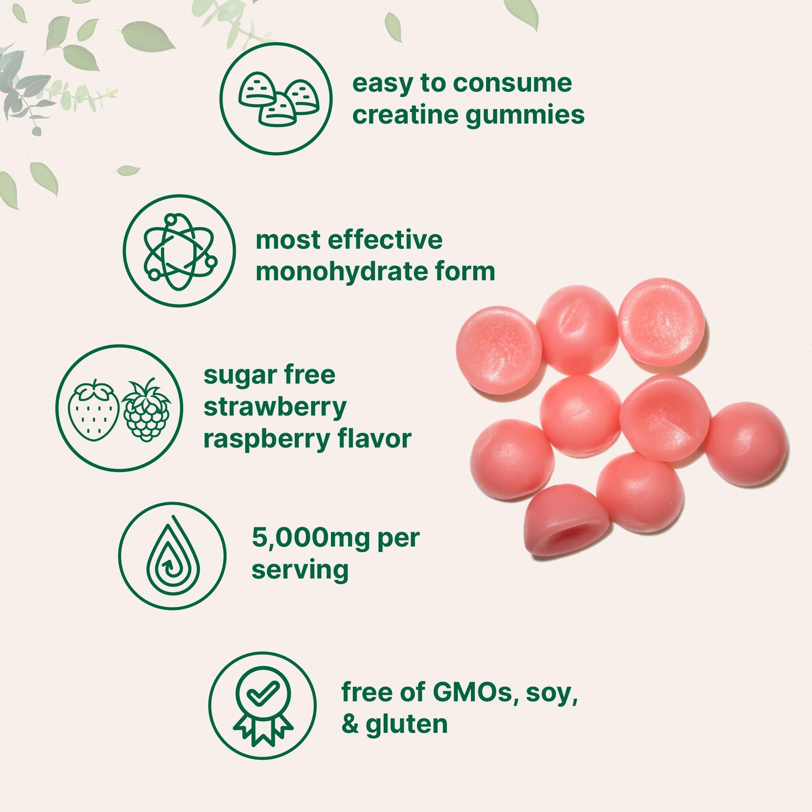 Creatine Monohydrate Gummies 5,000mg Per Serving, 120 Count | Sugar Free Stra…