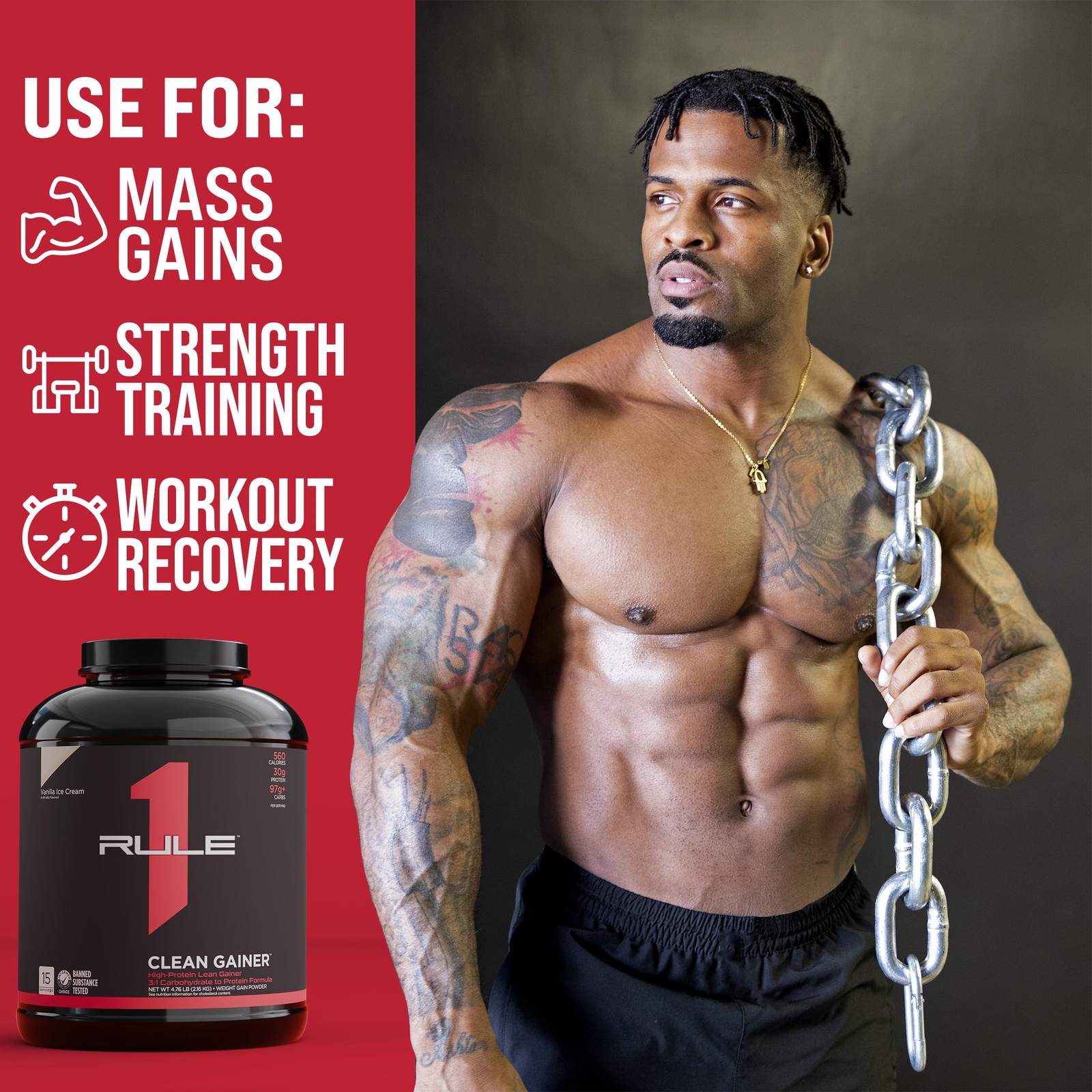 Rule 1 Proteins Clean Gainer HighProtein Lean Gain Formula with 560 Calories…