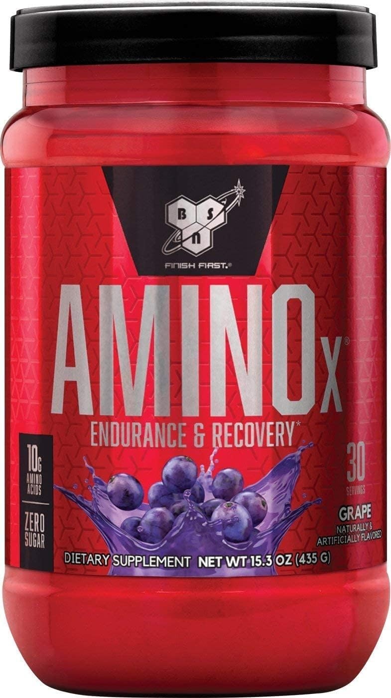Amino X BCAA Muscle Recovery Powder – 10g Amino Acids, Grape, 30 Servings
