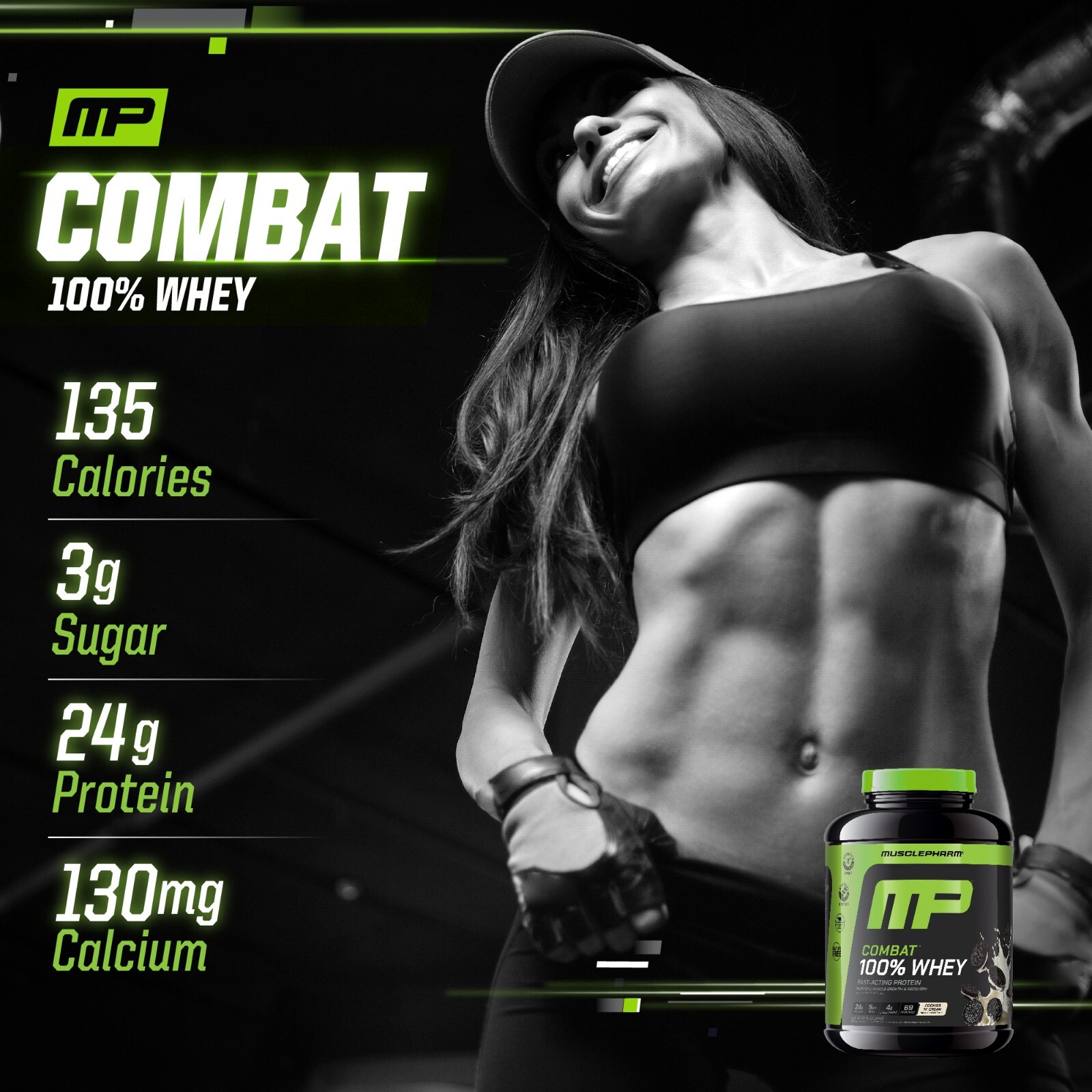 MusclePharm Combat 100% Whey Protein Powder – 5 lb, 70 Servings, Cookies & Cream
