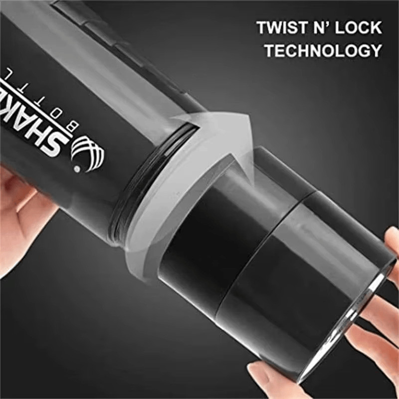 500ML Portable Protein Shaker Cup with Powder Storage Container Mixer Cup Gym Sp