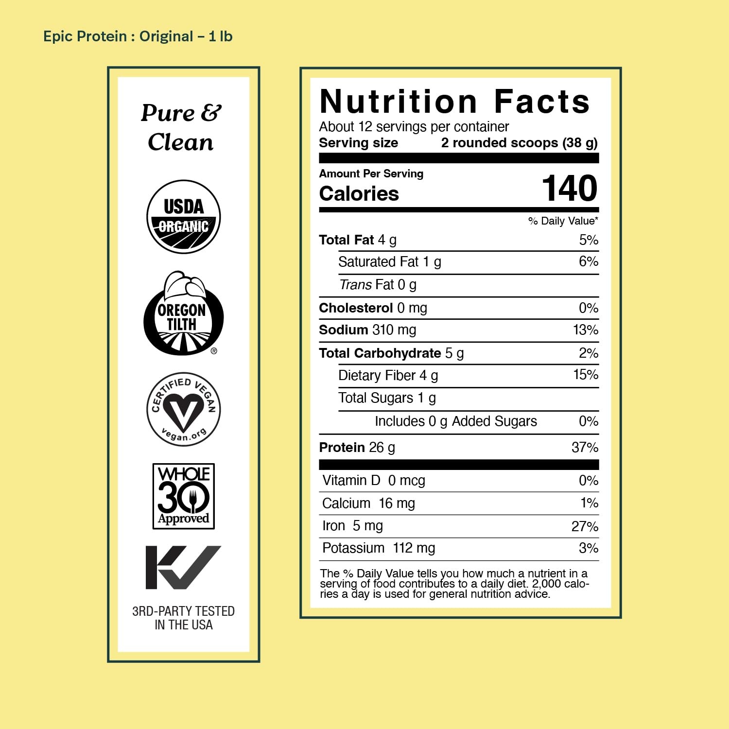 Plant Based Protein & Superfoods Powder, 1 Pound (Pack of 1), Original