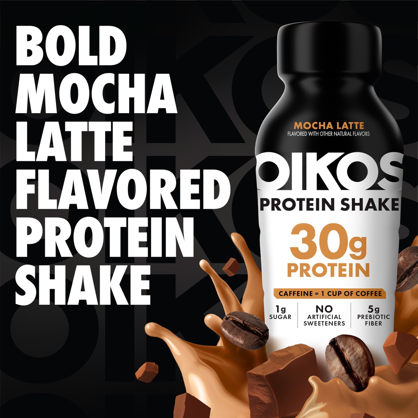Oikos 30g Protein Shake, Mocha Latte, Shelf Stable, High 3 Fl Oz (Pack of 4)