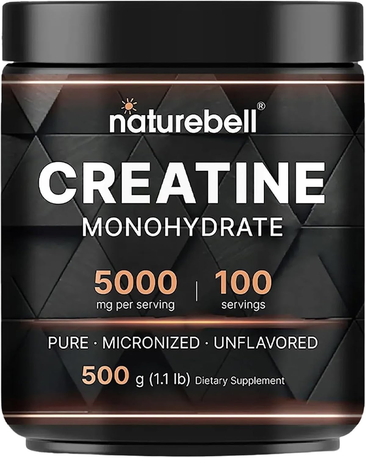 NatureBell Micronized Creatine Monohydrate Powder 500g Unflavored Pre Post
