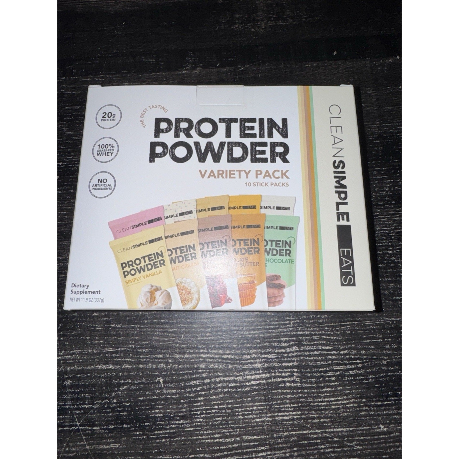 Clean Simple Eats Grass-Fed Whey Protein Variety Pack 10 Stick Packs 11.9oz