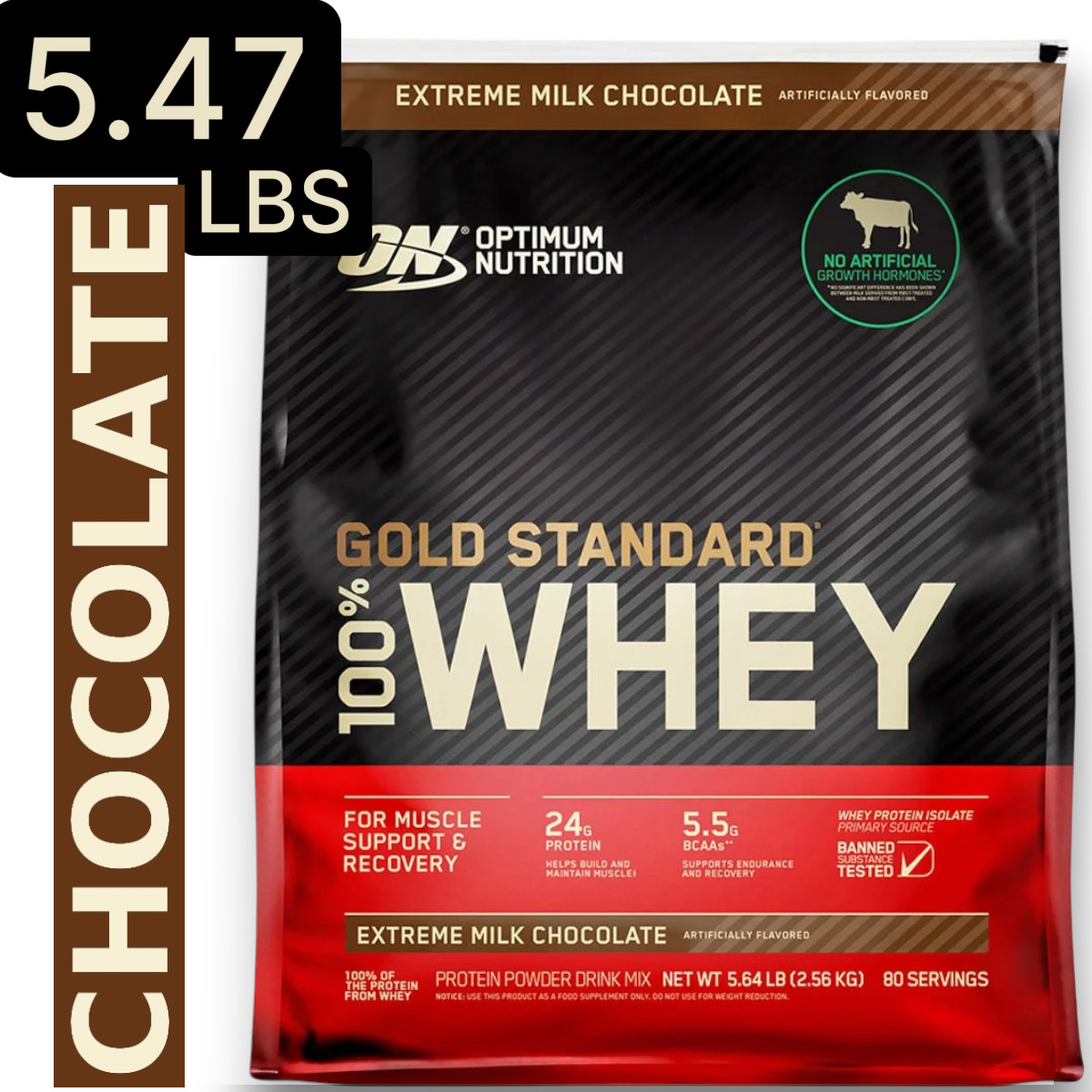Optimum Nutrition Gold Standard 100% Whey Protein Milk Chocolate 5.64 LB 80Srvgs