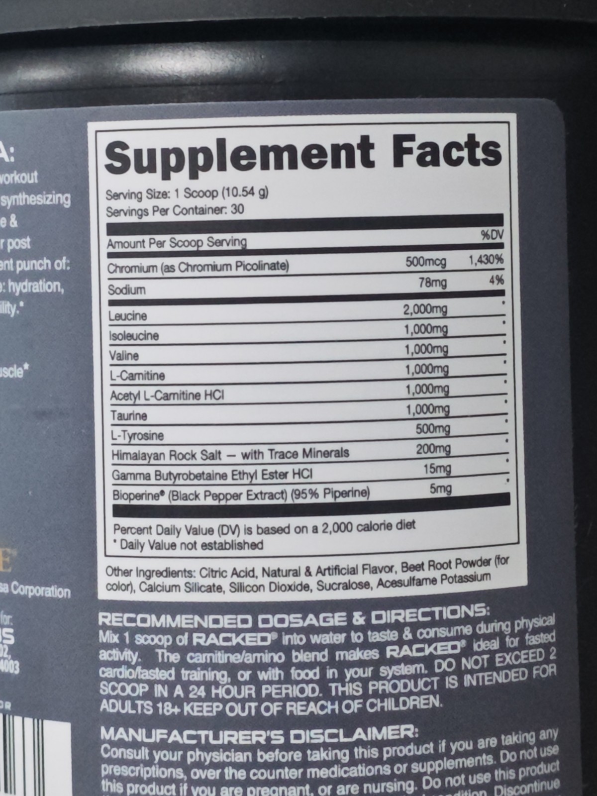 Bucked Up RACKED Branch Chained Amino Acids | L-Carnitine, Acetyl L-C (ALC)