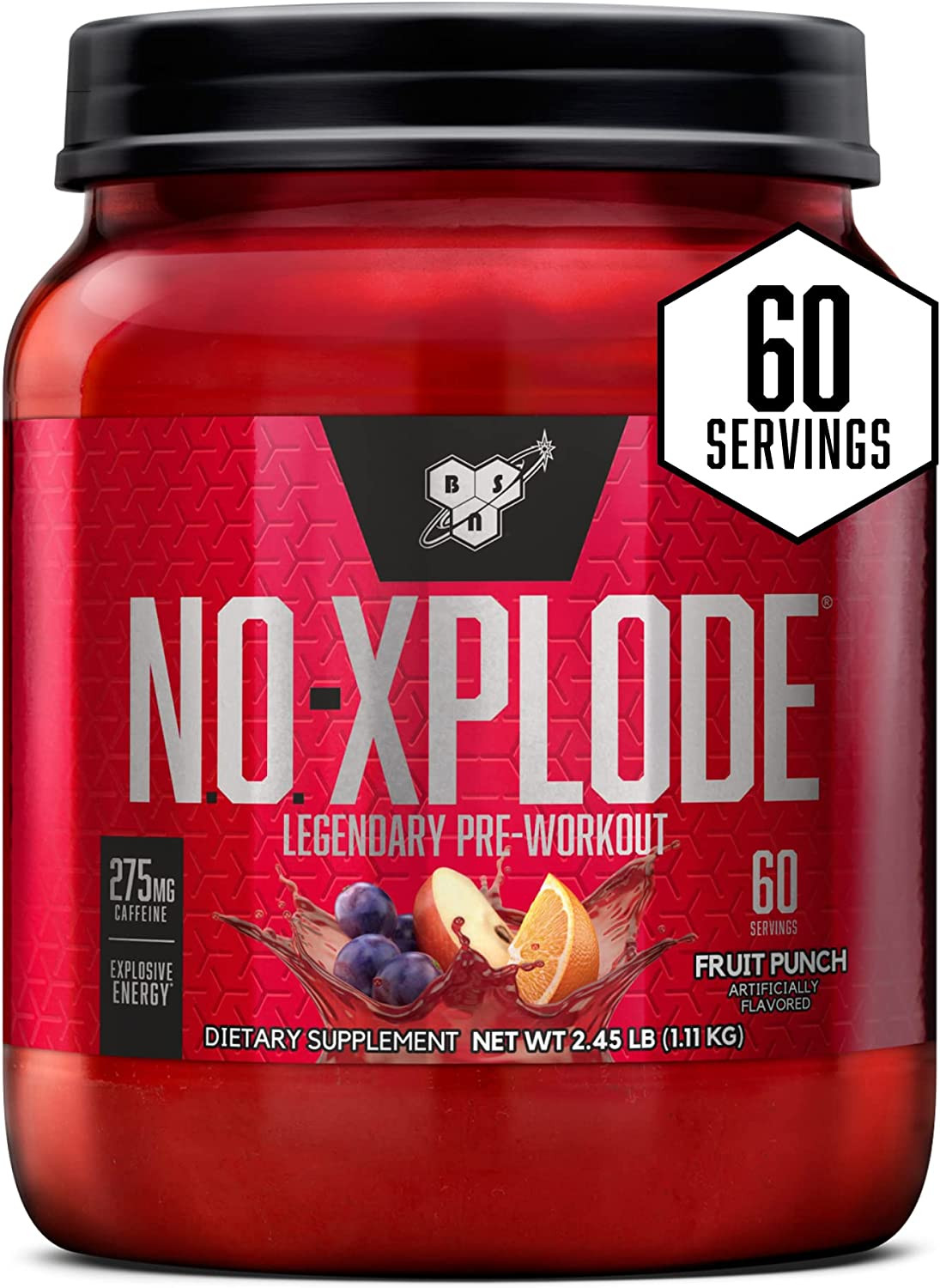 BSN N.O.-XPLODE Pre Workout Supplement with Creatine, Beta-Alanine, and Energy
