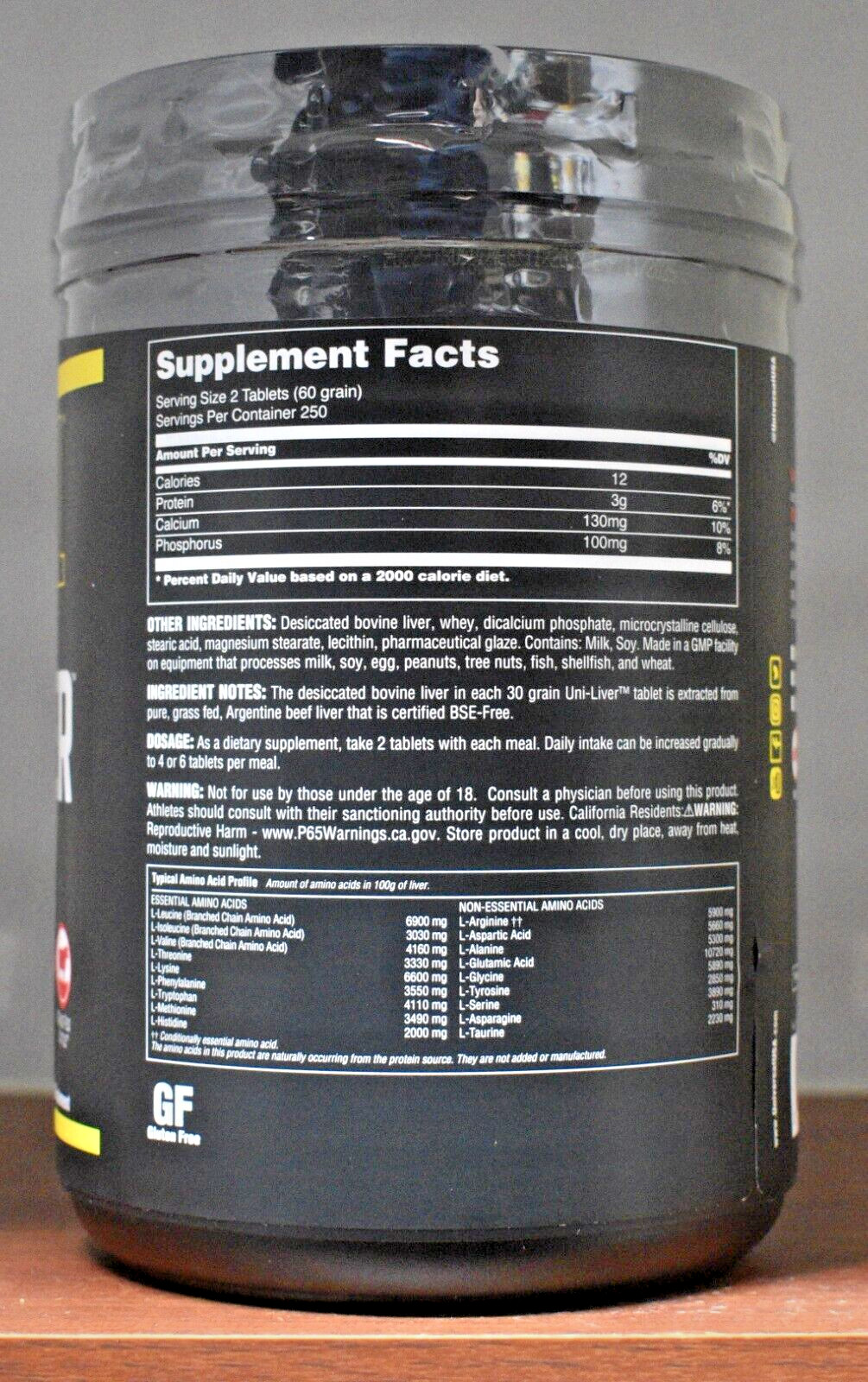 Universal Nutrition Uni-liver 500 Tablets EAA Desiccated Liver 30 Grain Protein