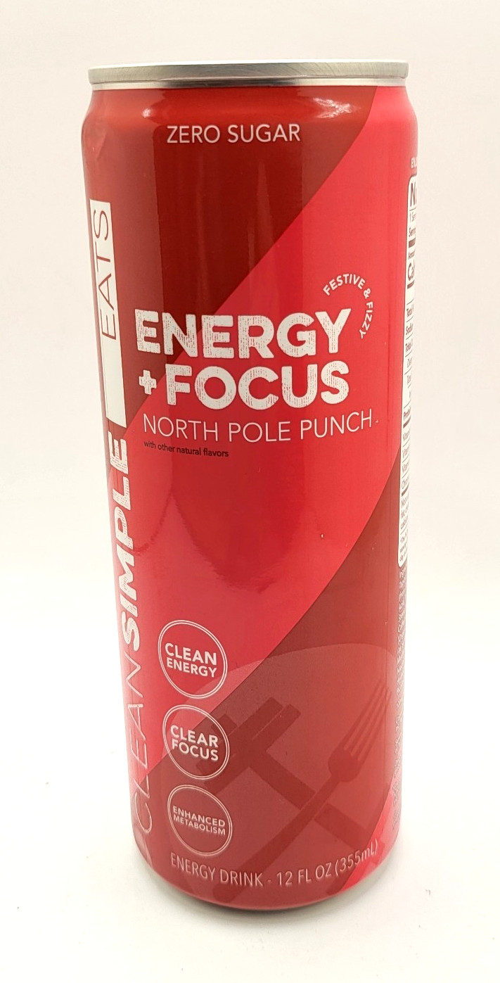Clean Simple Eats 12 PACK Energy + Focus NORTH POLE PUNCH 12 oz cans x12 Pk