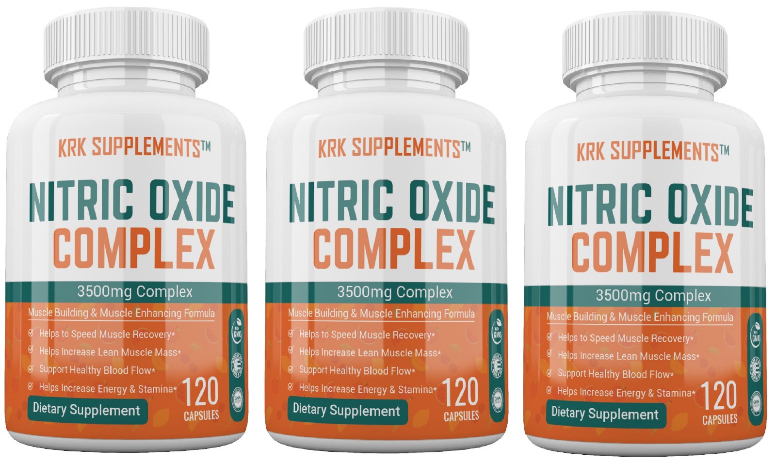 3 pk Nitric Oxide Complex 3500mg L-Arginine AAKG Muscle Pump Growth Pills