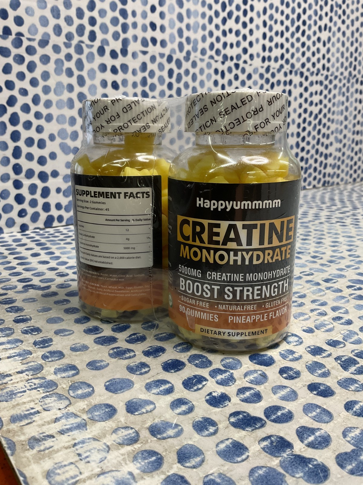 Happyummmm Creatine Monohydrate Gummies 5000MG Boost Strength Pineapple EX 10/26