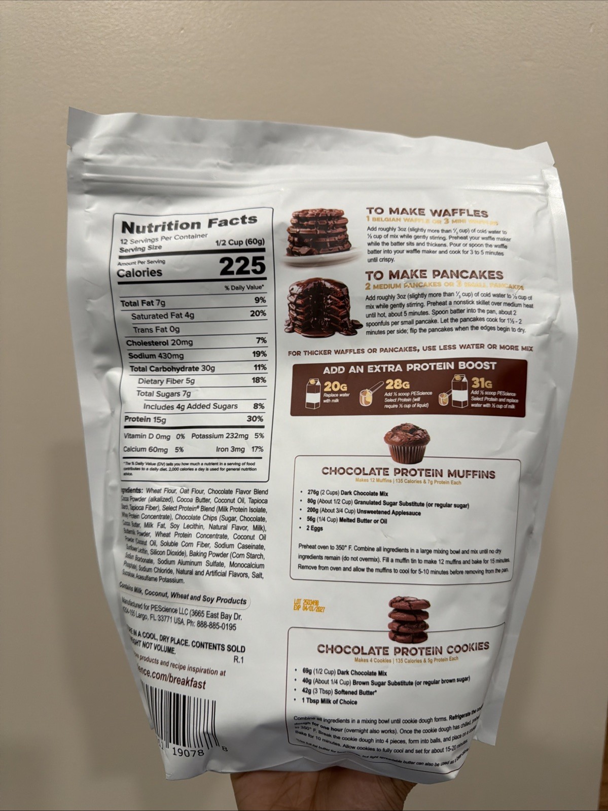 Pes Science Dark Chocolate Protein Pancake And Waffle Mix 04/2027 Exp