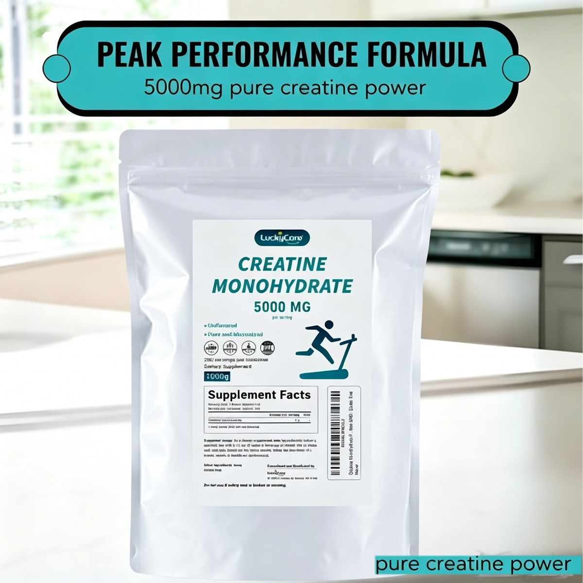 Pure Micronized Creatine Monohydrate 2.2lbs, Unflavored 200 Servings 5g Each