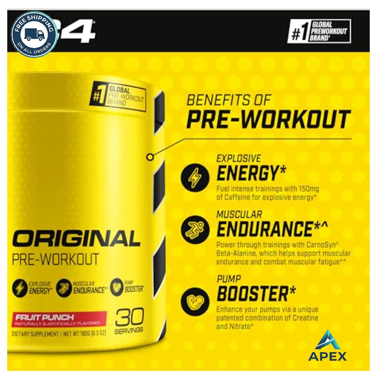 Pre Workout and Creatine Bundle Fruit Punch 30 Servings Powder Energy Endurance