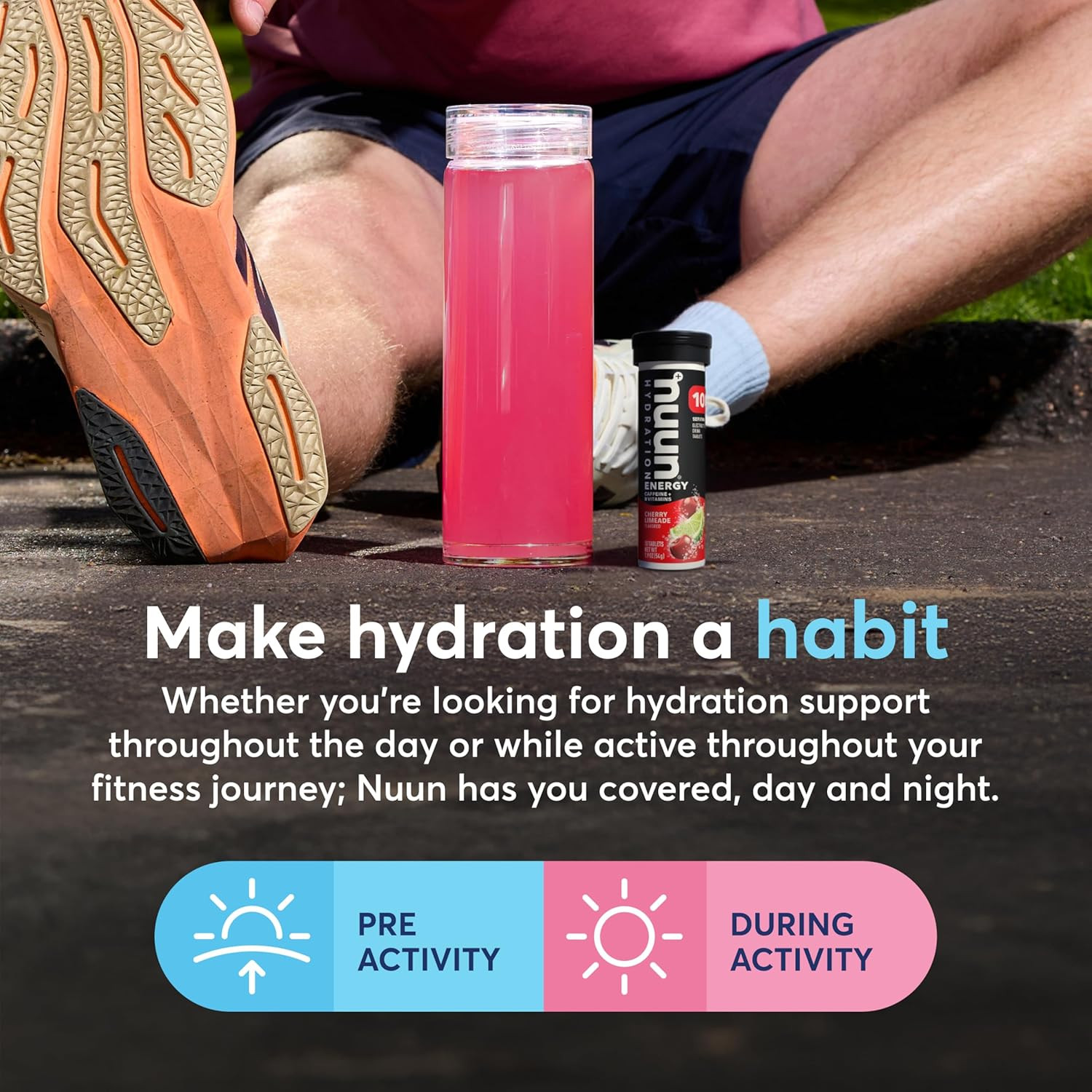 Nuun Energy Electrolyte Tablets Caffeine B Vitamins Cherry Limeade, 80ct