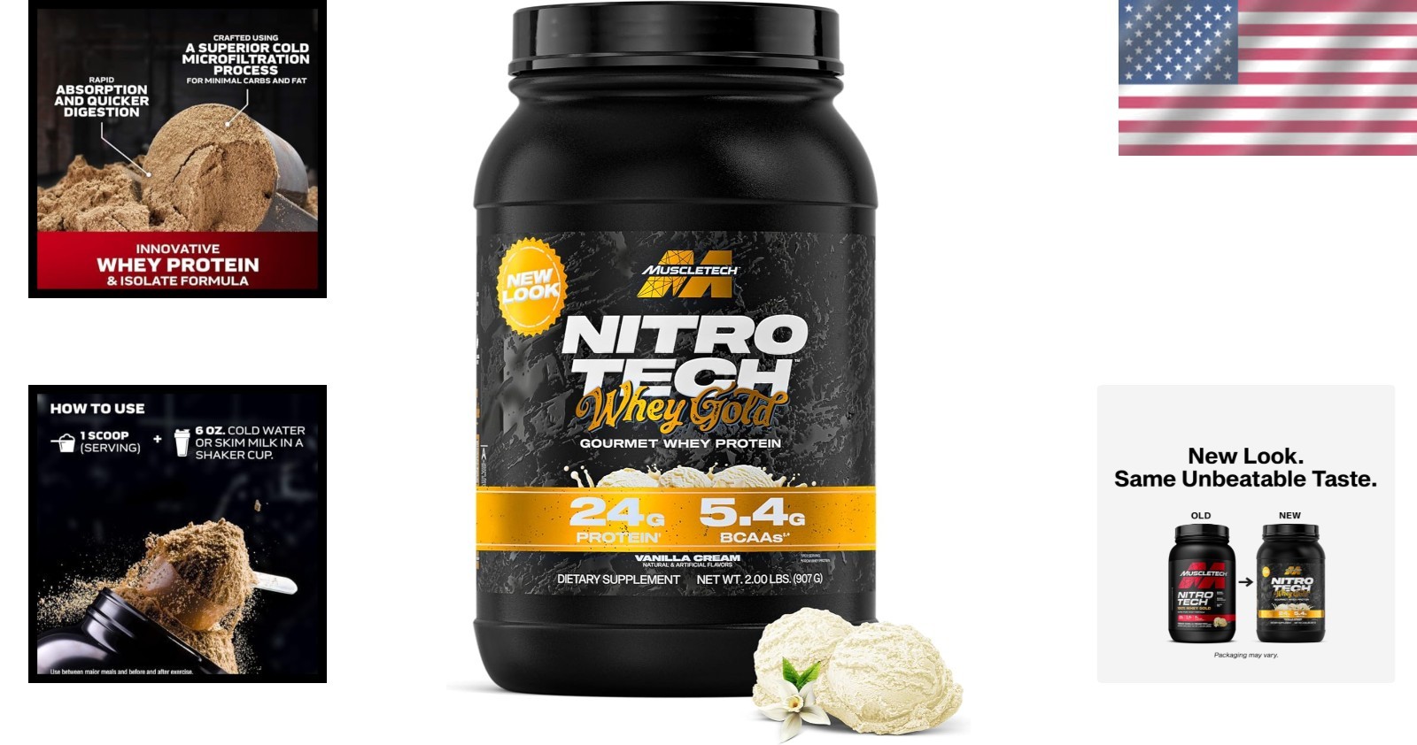 Whey Protein Isolate Vanilla Cream 2LB – 24g Protein for Muscle Recovery