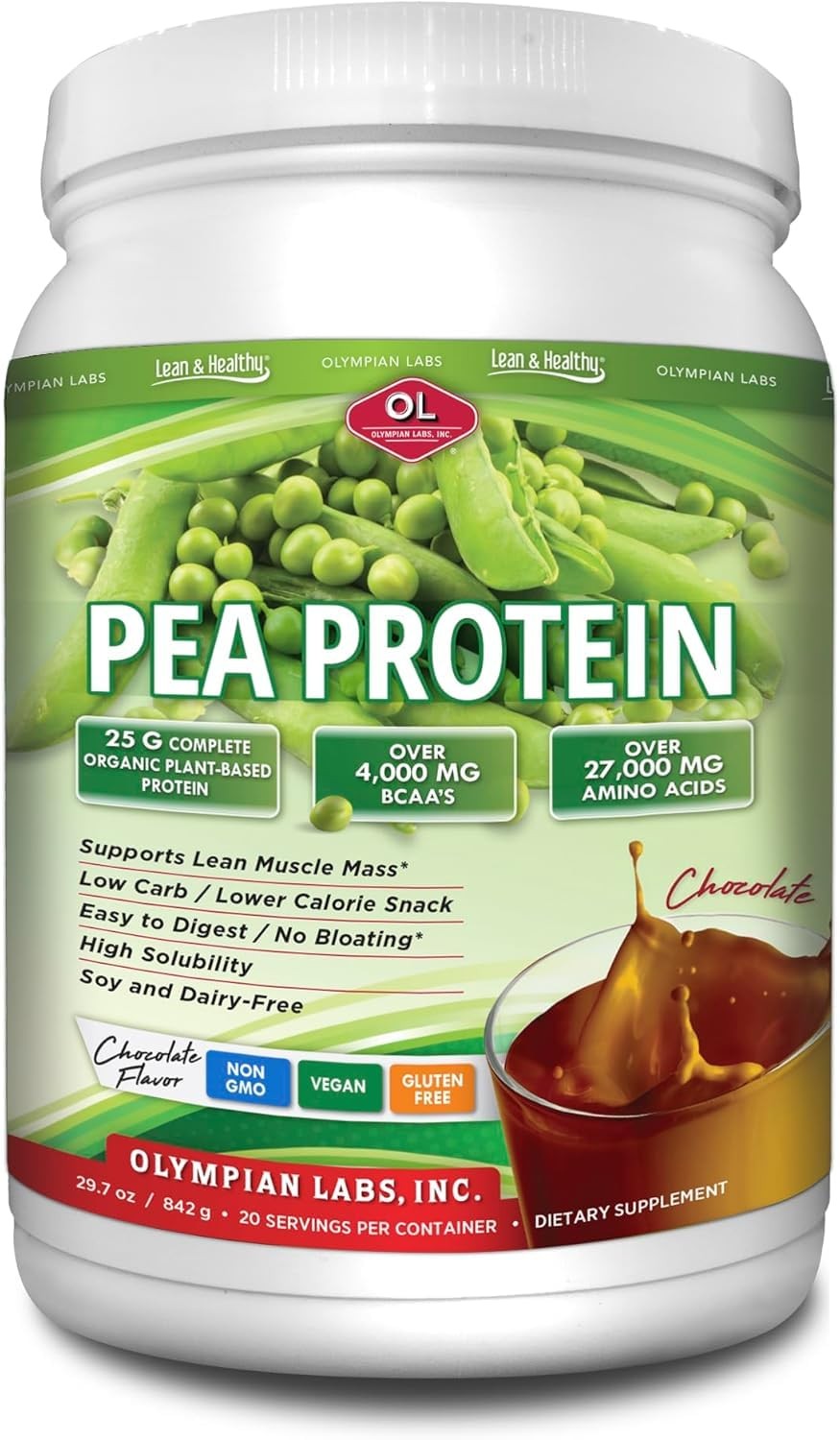 Olympian Labs Plant Based Pea Protein Powder Chocolate – 25G Of Protein Vegan