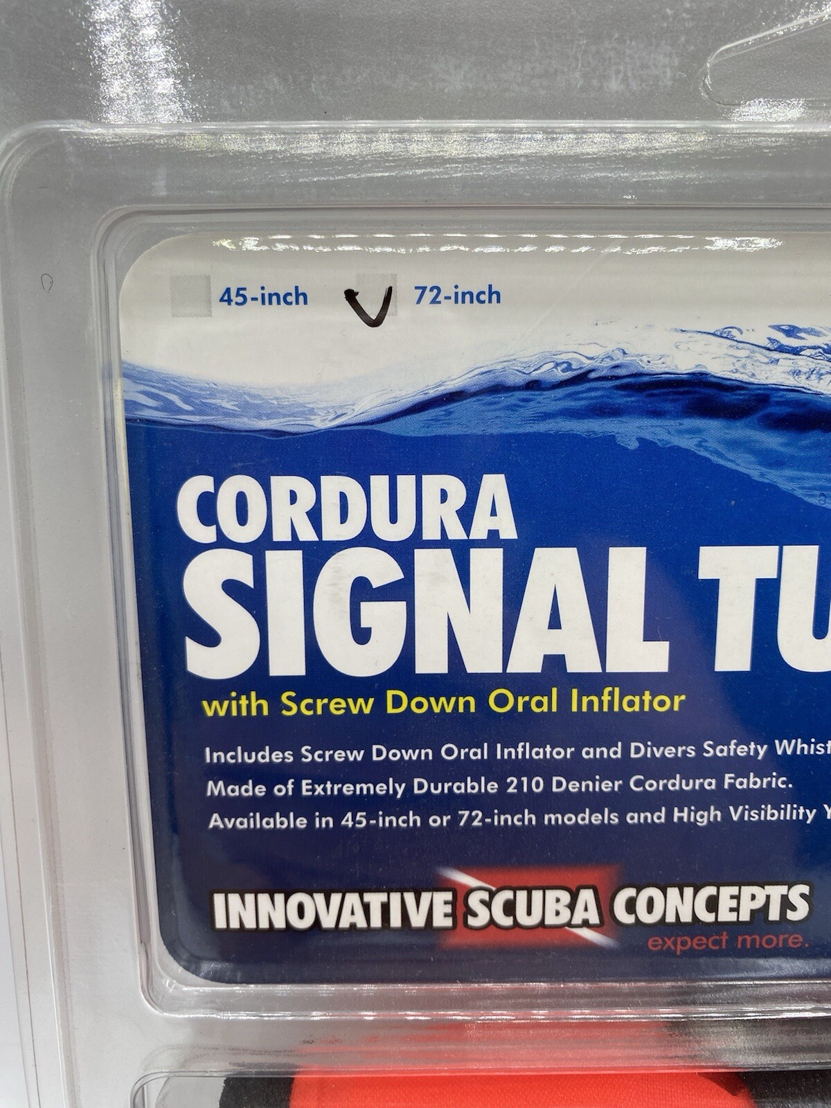 Innovative Scuba Concepts Deluxe 6-Foot Cordura Signal Tube, 72in, Orange