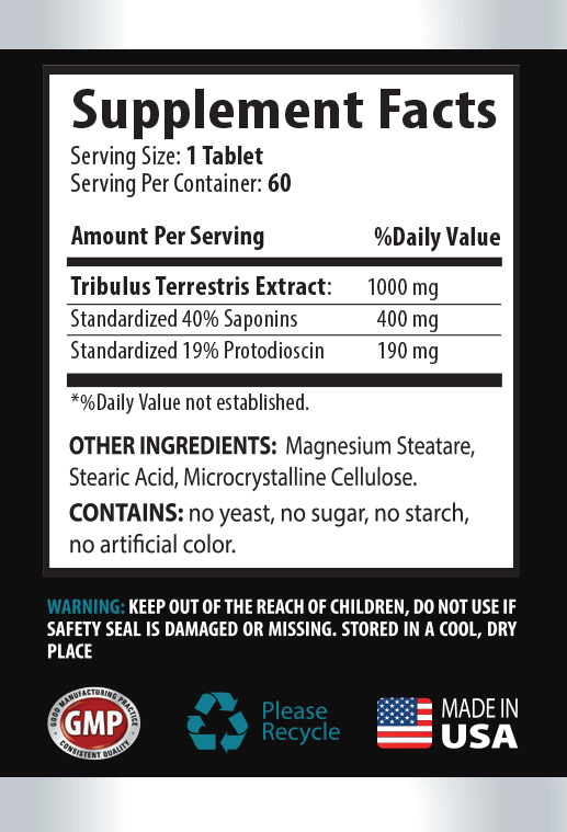 Bulgarian Tribulus Terrestris 1000mg Testosterone Booster -180 Tablets 3 Bottles