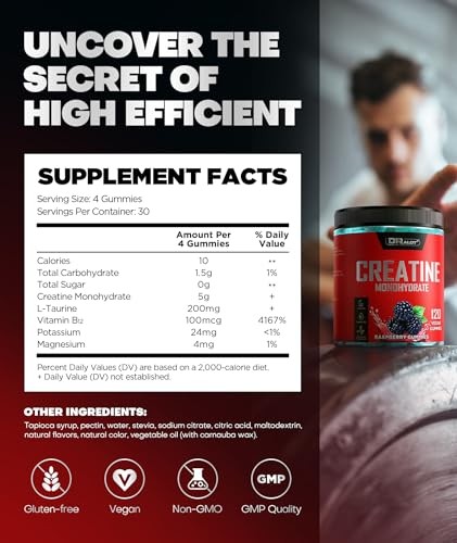 Creatine Monohydrate Gummies 5000mg Energy Muscle Recovery Pre-Workout