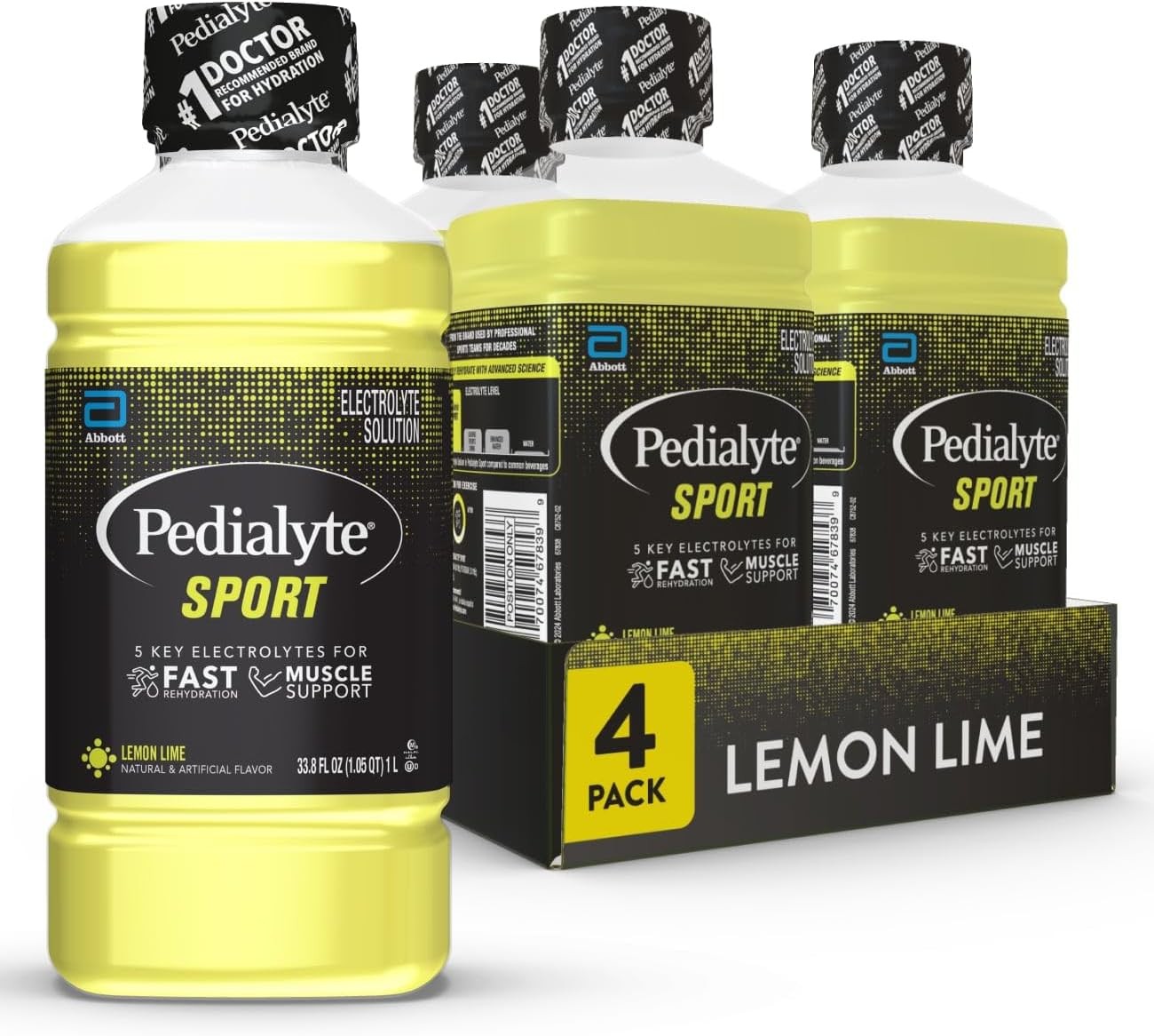 Pedialyte Sport Electrolyte Drink, Fast Hydration with 33.8 Fl Oz (Pack of 4)