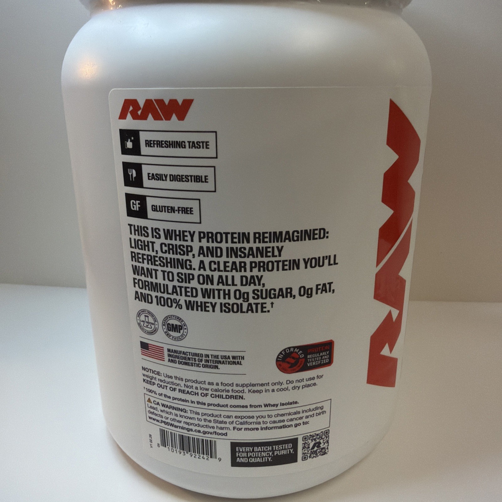 Raw Nutrition Clear Whey Protein – Cherry Lime Slush – Brand New – 25 Servings