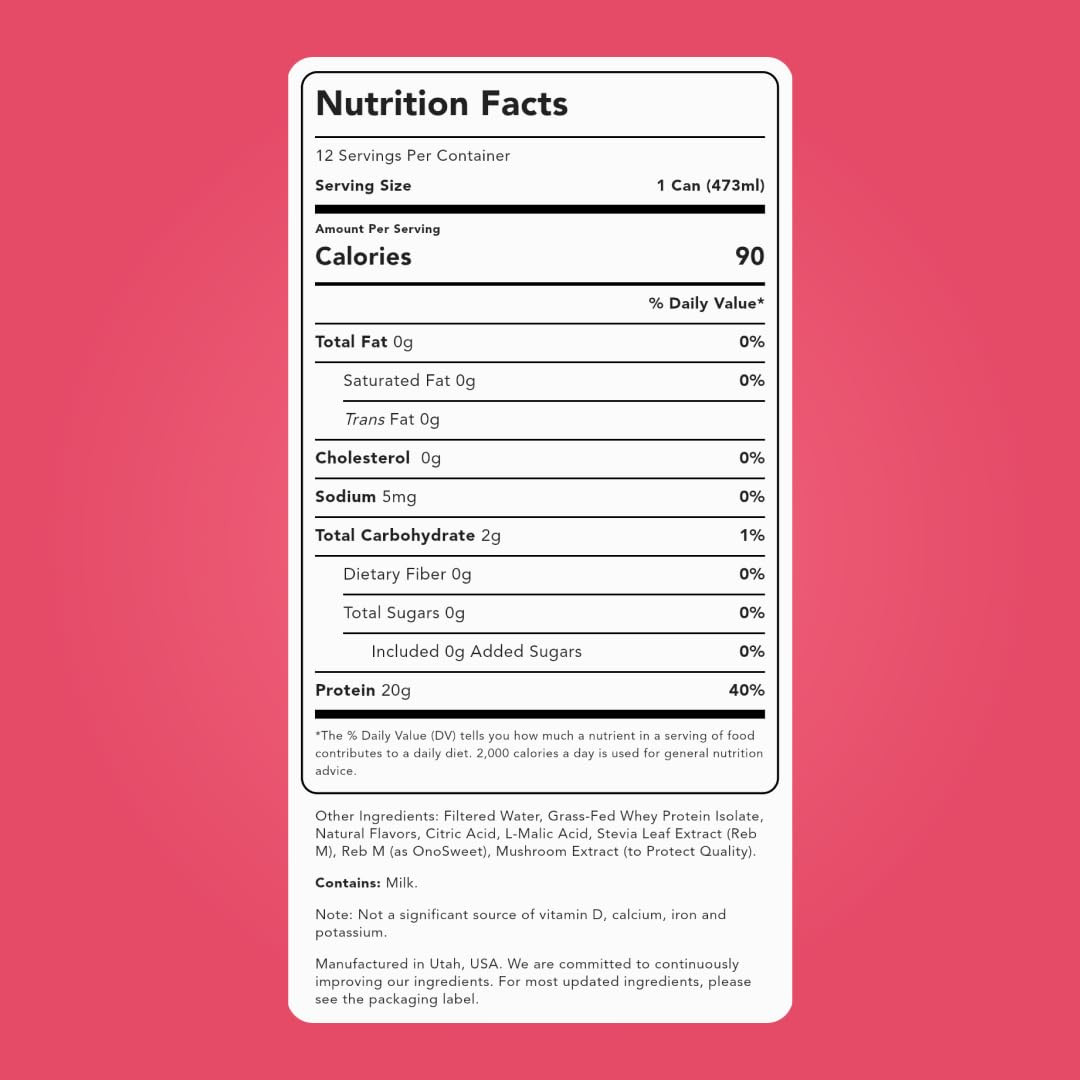 Clear Protein Water, 20G Grass Fed Whey Protein, Ultra Filtered, Light & Refresh