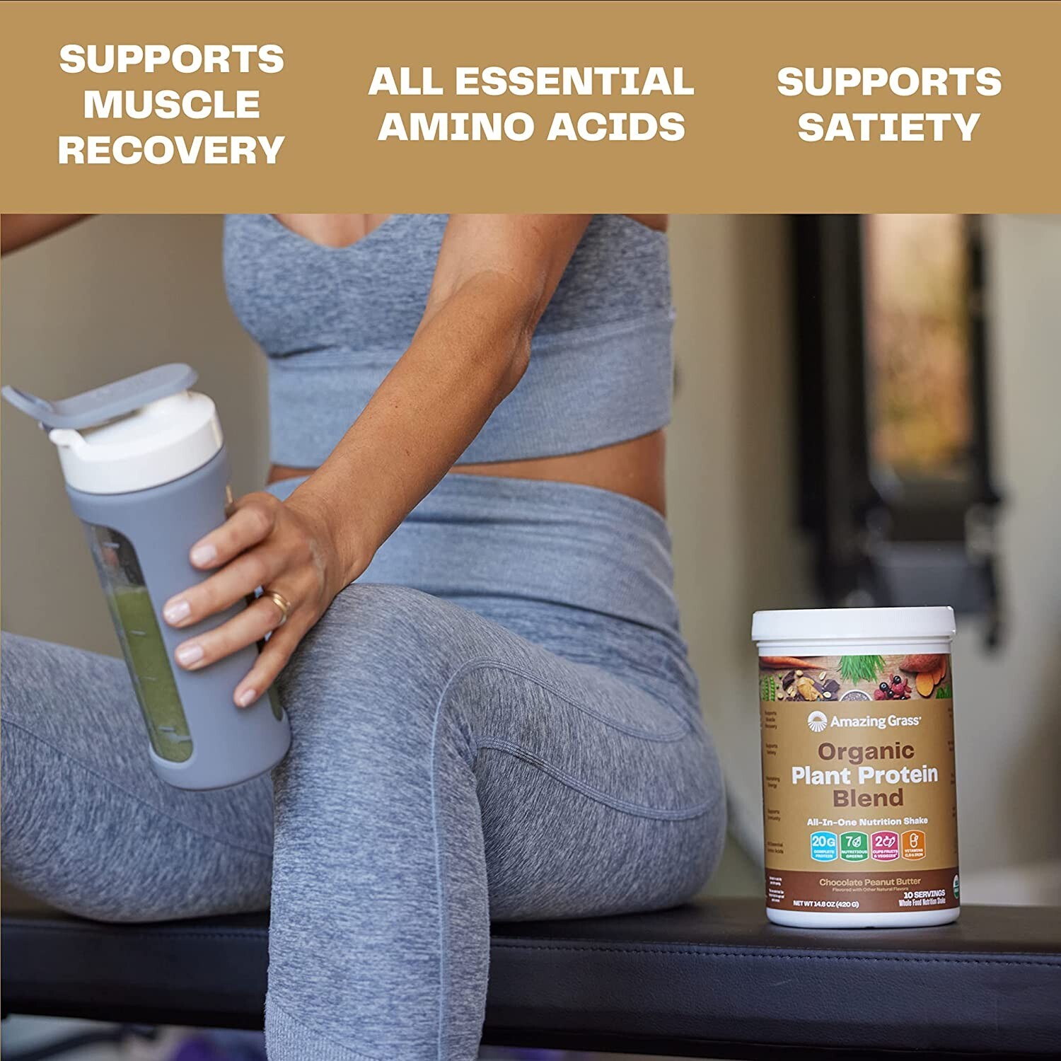 Amazing Grass Organic Plant Protein – Vegan -10 Serving- Chocolate Peanut Butter