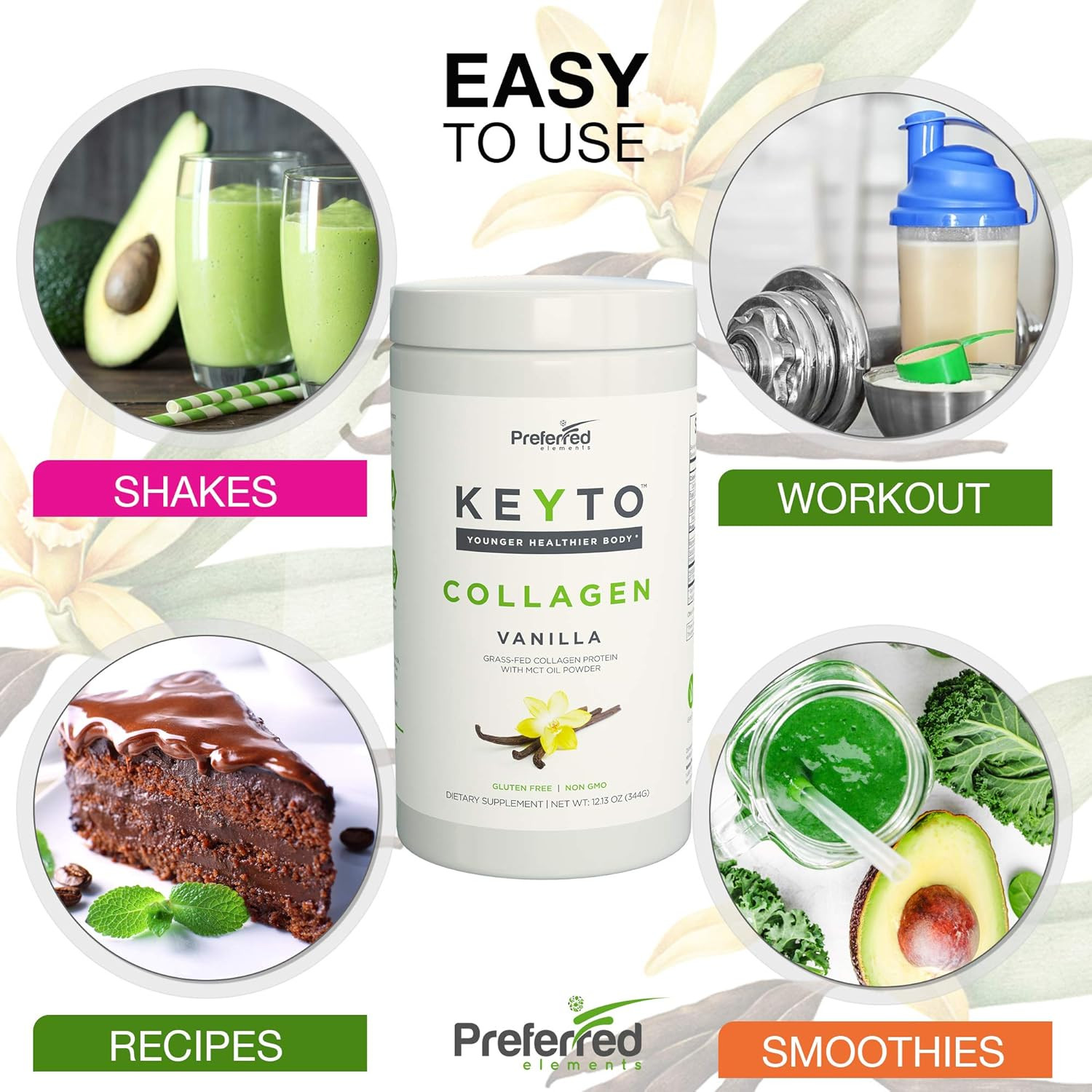 Keto Collagen Protein Powder with MCT Oil – Keto and Paleo Friendly Grass Fed an