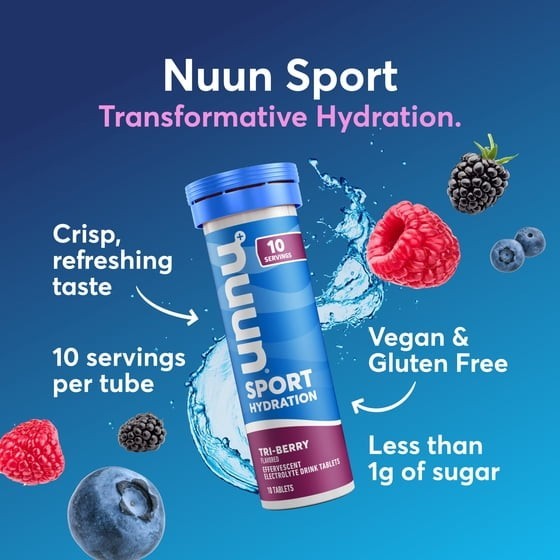 Nuun Sport Electrolytes Hydration Drink Mix Tablets, Tri-Berry, 10 Count Tube